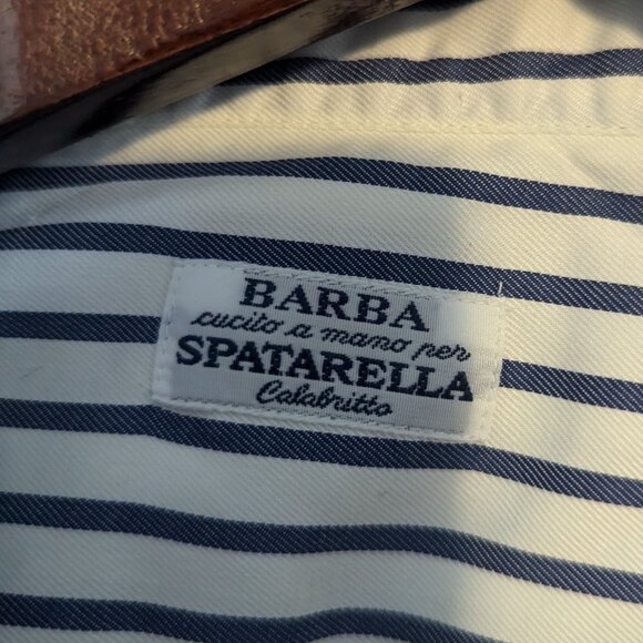 BARBA - Handmade striped shirt - Sz 17 - Picture 6 of 8
